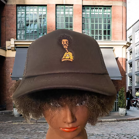 Nickel G. Black With Gold Logo Unisex Trucker Cap