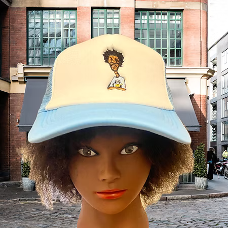Nickel G. Sky Blue and White Unisex Trucker Cap