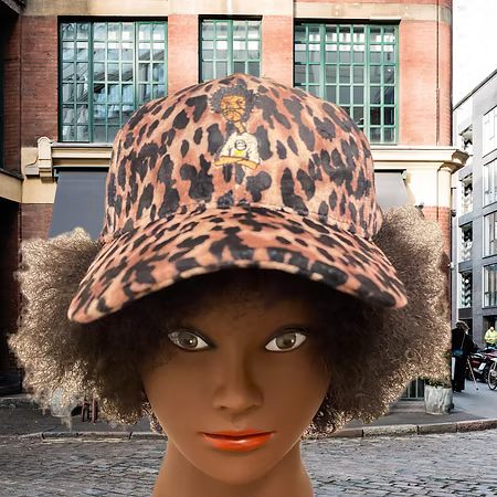 Nickel G. Leopard Print White Logo Trucker Cap