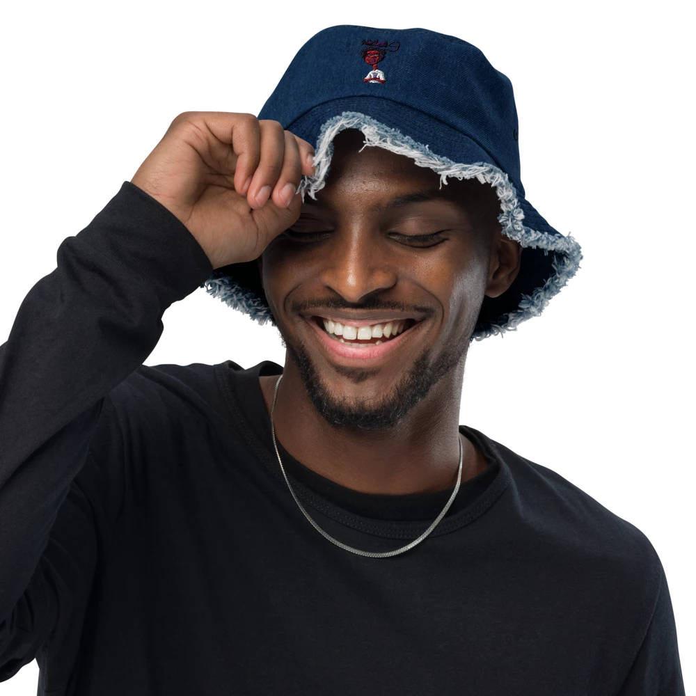 Nickel G. Distressed Denim Bucket Hat for Men