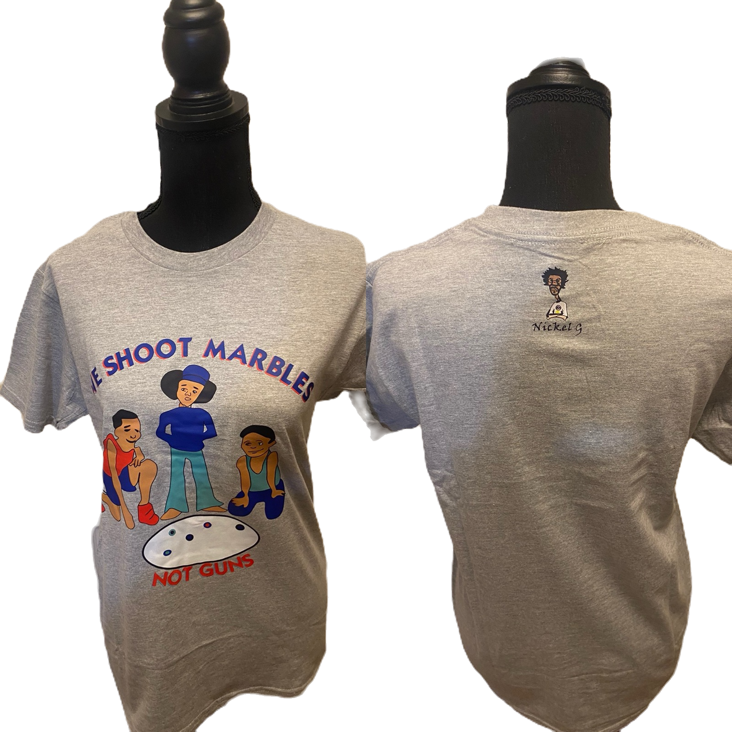 Nickel G. We Shoot Marbles Not Guns Unisex Tee