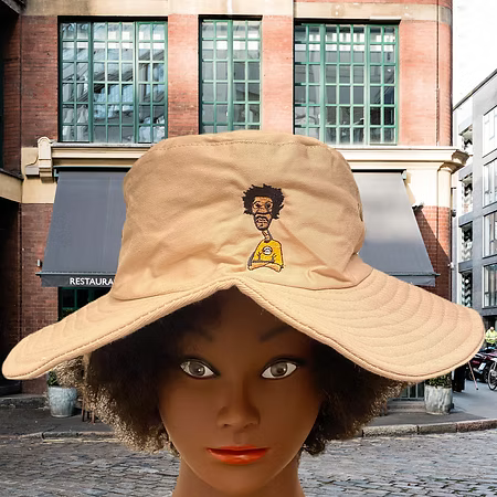 Nickel G. Beige With Orange Logo Bucket Hat