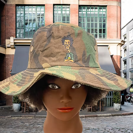 Nickel G. Camouflage With Green Logo Bucket Hat
