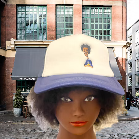 Nickel G. Navy Blue and White Unisex Trucker Cap
