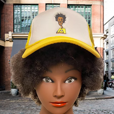 Nickel G. Yellow and White Unisex Trucker Cap