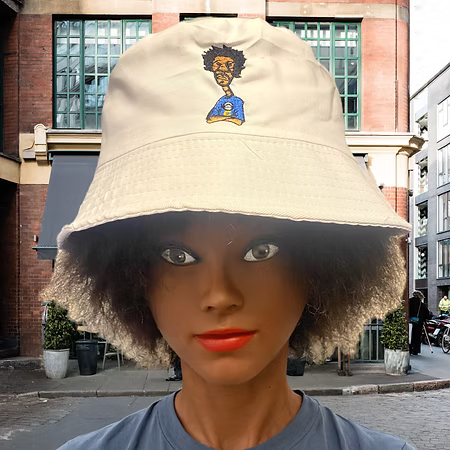 Nickel G. White with Blue Logo Bucket Hat