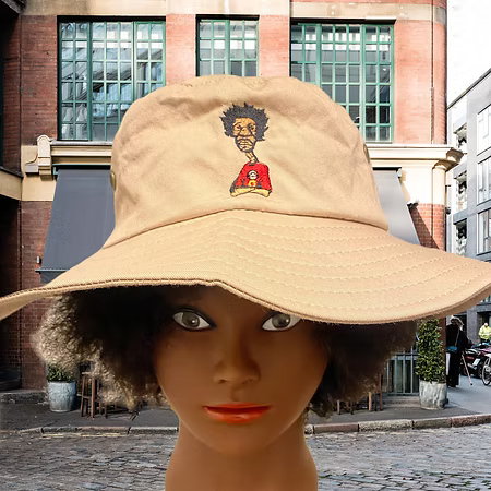 Nickel G. Beige With Red Logo Bucket Hat