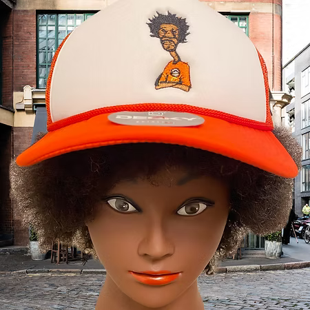 Nickel G. Orange and White Unisex Trucker Cap