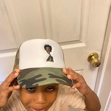 Nickel G. Camouflage and White Unisex Kids Trucker Cap