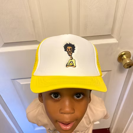 Nickel G. Yellow and White Unisex Kids Trucker Cap