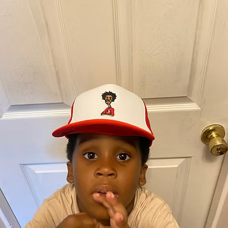 Nickel G. Red and White Unisex Kids Trucker Cap