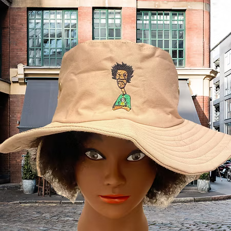Nickel G. Beige With Green Logo Bucket Hat