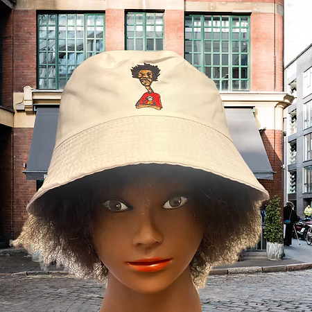 Nickel G. White with Red Logo Bucket Hat