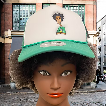 Nickel G. Green and White Unisex Trucker Cap