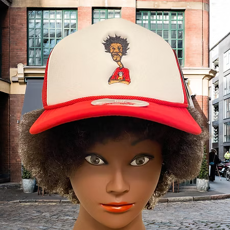 Nickel G. Red and White Unisex Trucker Cap