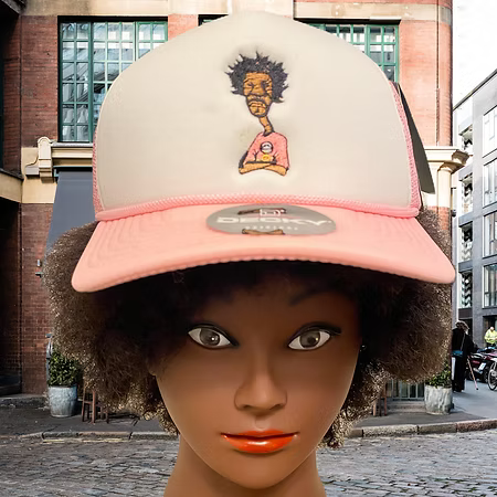 Nickel G. Pink and White Unisex Trucker Cap