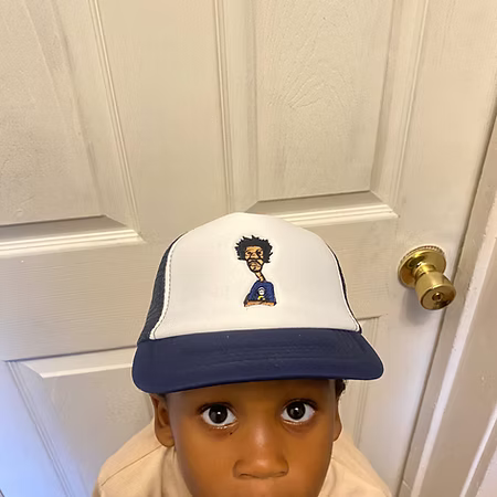 Nickel G. Navy Blue and White Unisex Kids Trucker Cap