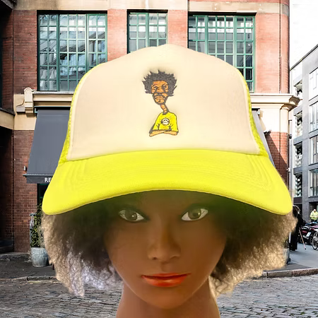Nickel G. Neon Lime Green and White Unisex Trucker Cap
