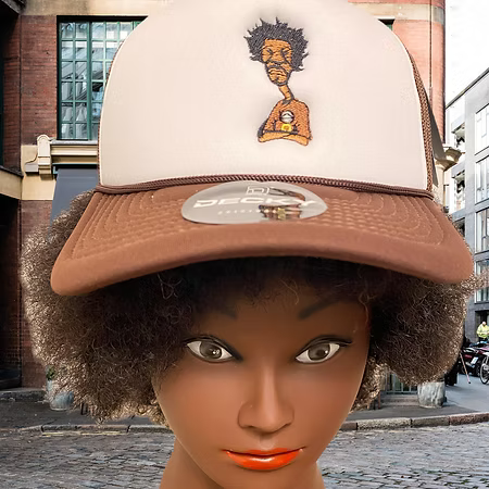Nickel G. Brown and White Unisex Trucker Cap