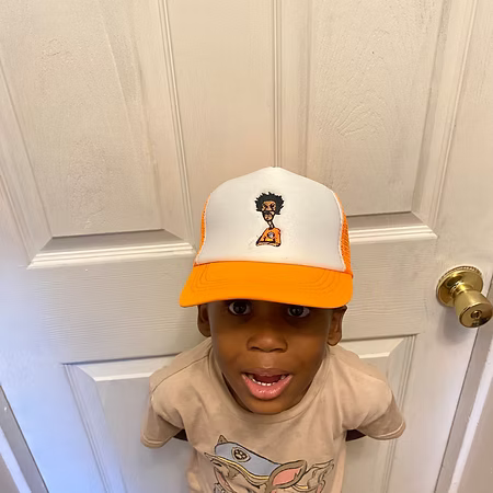 Nickel G. Orange and White Unisex Kids Trucker Cap