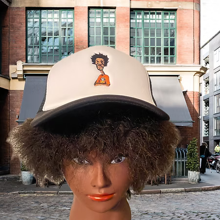 Nickel G. Black and White With Orange Logo Unisex Trucker Cap