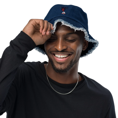 Nickel G. Distressed Denim Bucket Hat for Men