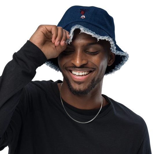 Nickel G. Distressed Denim Bucket Hat for Men
