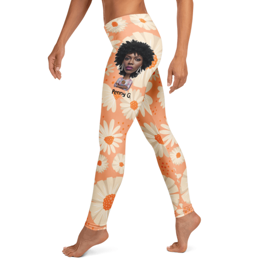 Penny G. The Orange Floral Arrangement Leggings