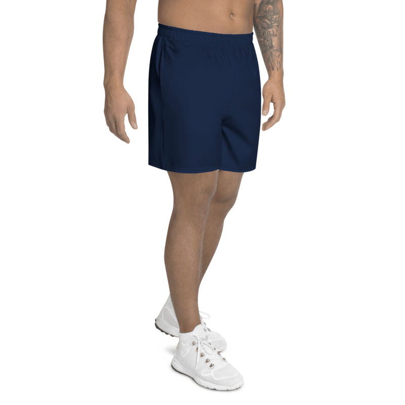 All-Over Print Unisex Navy Blue Athletic Long Shorts