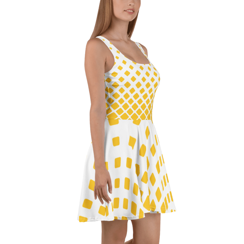 Women's Yellow & White Graphic Summer Dress By Penny G.