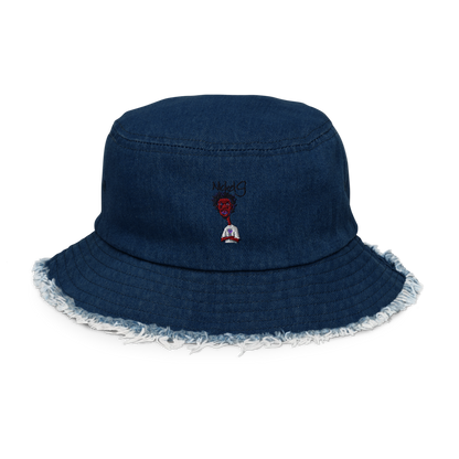 Nickel G. Distressed Denim Bucket Hat for Men